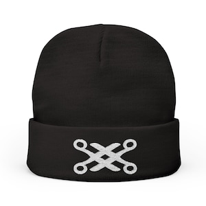 Geborduurde gebreide muts - lesbische muts, schaar, muts, saffier, leuk, schattig, cadeaus