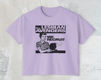 Cropped Boxy Tee - Lesbian Avengers T-Shirt - Lesbian Boxy Tee, LGBT Boxy Tee, Lavender Menace Shirt, Lesbian History, Lesbian Visibility