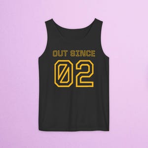 Benutzerdefinierte Unisex Tank Top Komfort Farben - Benutzerdefinierte Coming Out Jahr - Out seit, Lesben Shirt, TLW, Pride Tank