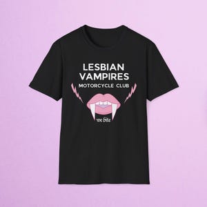 Unisex Softstyle T-Shirt - WLW, Sapphic, Fruity, Graphic, Vintage, Cute, Pride, A Little Fruity, LGBTQ, Lesbian Vampires Motorcycle Club