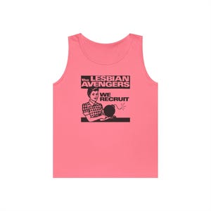Unisex Heavy Cotton Tank Top - The Lesbian Avengers Tank Top, WLW, Sapphic, Fruity Tank Top, Gay Tanks, Pride Tanks, Lesbian History