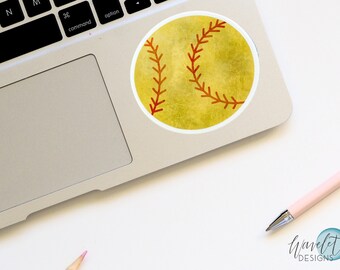 Pegatina de softbol, pegatina deportiva, pegatina de automóvil, pegatina de computadora portátil, pegatina de botella de agua, pegatina de vinilo, pegatina de planificador, pegatinas de diario,