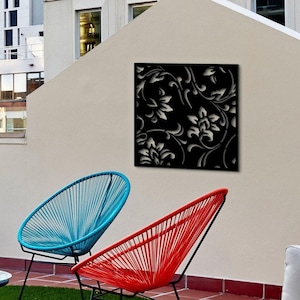Floral Metal Privacy Screen, Room Divider, Wall Art