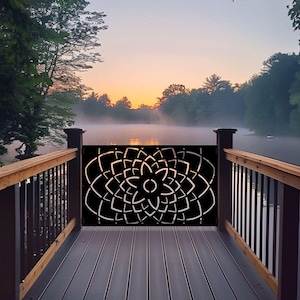 Lotus privacy panel, Metal Decorative Panel Privacy Indoor Outdoor Garden Fence Art, Mothers Day, Valentine&#39;s Day