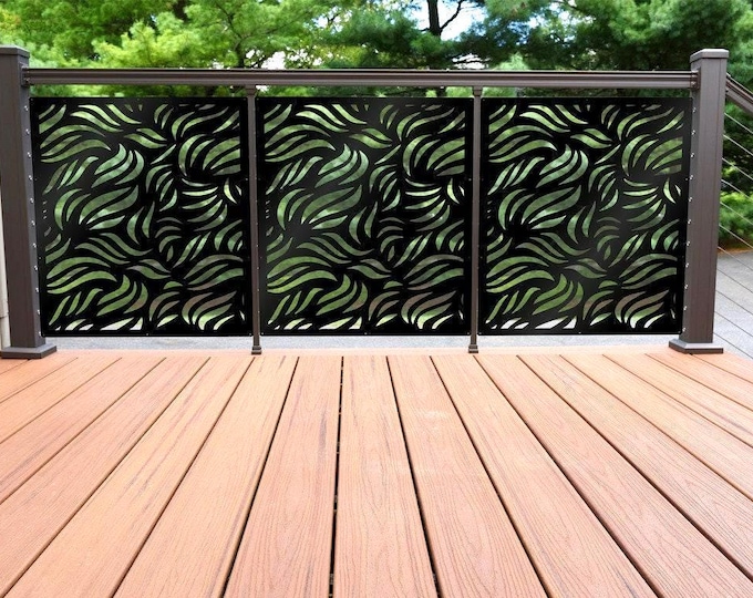 Flame Design Aluminum Fence Panel, Privacy Screen, Yard Art