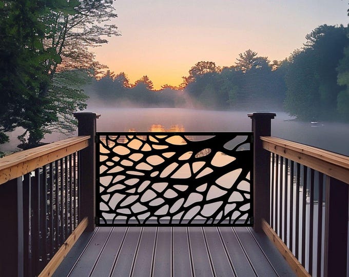 Modern Tree Design Metal Privacy Panel, Black Matte Fence Insert (30x30)