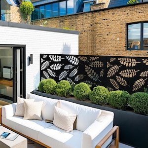 Elegant Fern Garden Privacy Panel, Custom Metal Screen for Deck or Balcony