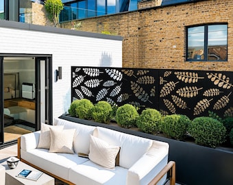 Elegant Fern Garden Privacy Panel, Custom Metal Screen for Deck or Balcony