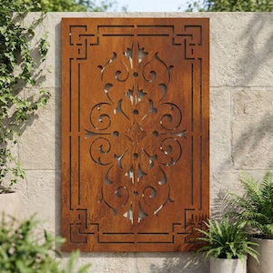 Laser Cut Aluminum Privacy Screen, Geometric Garden Art Panel