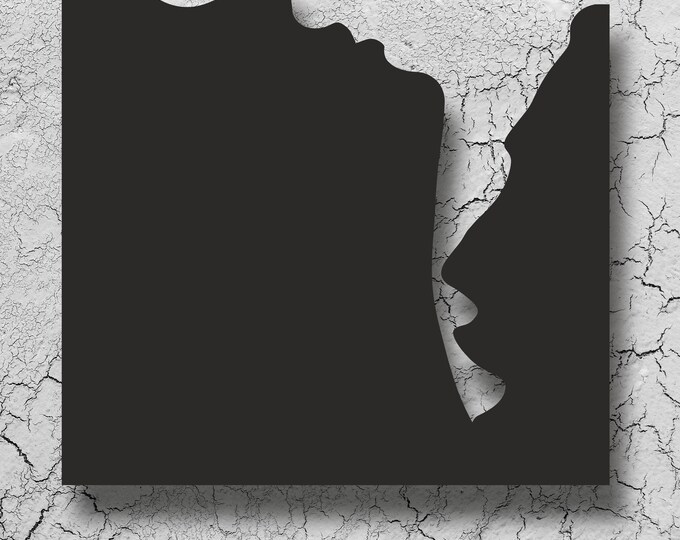 Kiss on the Neck Profile of a Man and a Woman Erotic Art Intimate Wall Decor Minimalism Beauty Studio Decor Fashion WallArt Metal Wall Decor