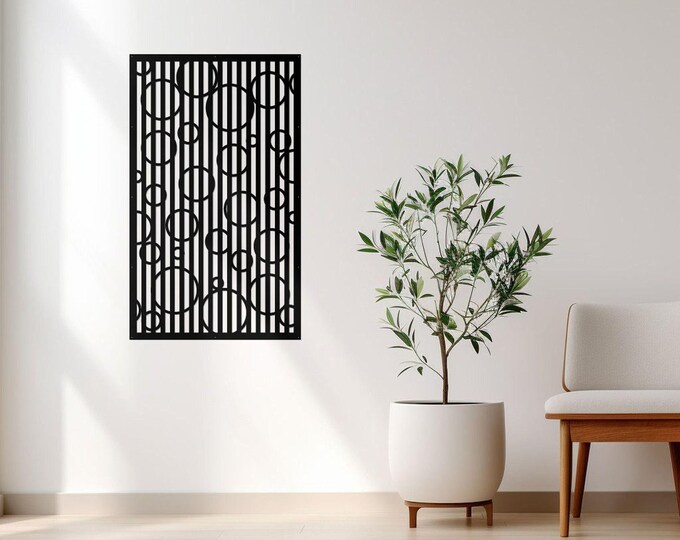 Metal Privacy Screen Outdoor, Privacy Screen Outdoor, Patio Screen Panel 35x60" - Made-to-order - Bubbles Panel