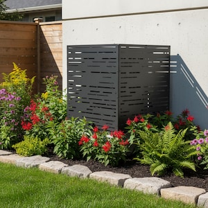 Decorative Aluminum AC Unit Cover Screen, Laser Cut Outdoor HVAC Enclosure Panel