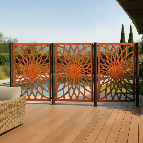 Laser Cut Aluminum Privacy Screen, Ornamental Garden Panel