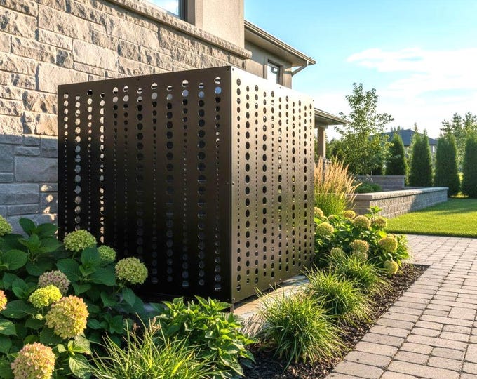 Hide AC Unit Cover, Outdoor Equipment Screen Enclosure, Custom AC Camouflage, HVAC Concealment Panel