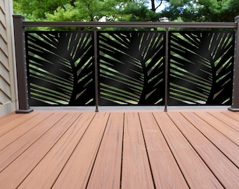 Palm Metal Privacy Screen, Modern Aluminum Privacy Screen Panel Outdoor, Laser Cut Decorative Metal Fence Insert, Patio Garden Divider