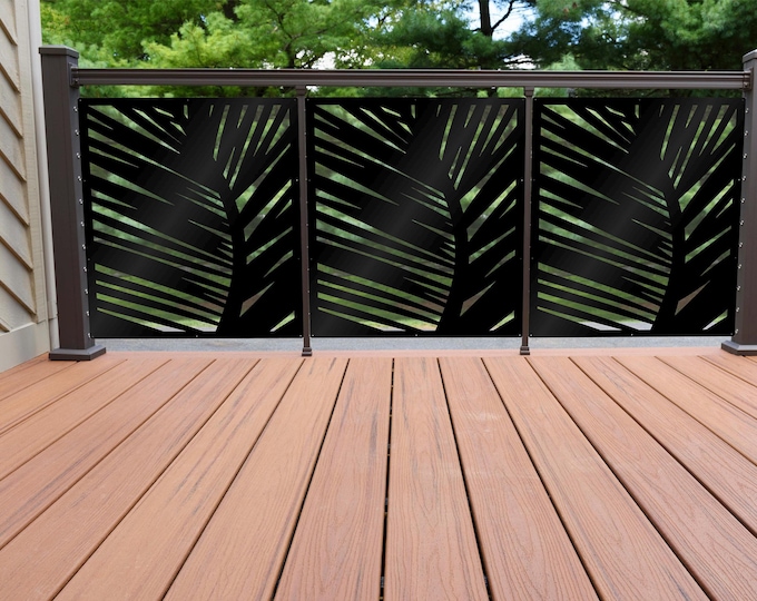 Palm Metal Privacy Screen, Custom metal privacy panel, decorative railing panel insert, steel garden fence screen, decorative metal panels