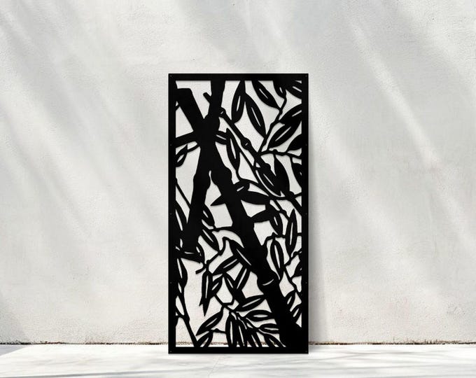 Bamboo Tree Panel, Decorative Laser Cut Metal Privacy Screen, Metal Fence Wall Art, Outdoor Indoor Privacy Metal Panel, Mothers Day