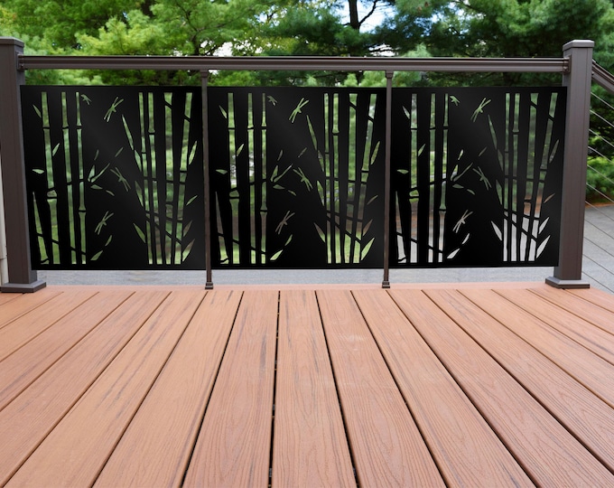 Bamboo Metal Privacy Screen: Garden Art Fence Panel