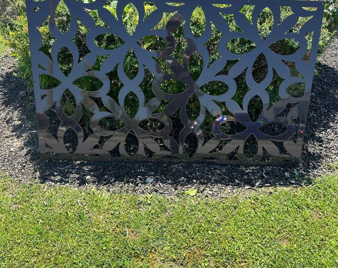 Floral Metal Privacy Screen, Decorative Garden Fence Panel, Outdoor Wall Art