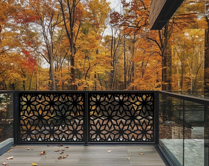 Aluminum privacy screen, modern geometric fence panel, patio decor, decorative metal fence paneling insert