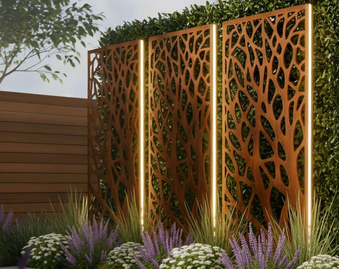 Custom Tree Metal Wall Art, Decorative Privacy Screen, Garden Fence Insert