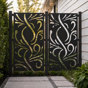 Decorative Pool Privacy Screen, Room Partition, and Outdoor Decor with Classic Swirl Pattern