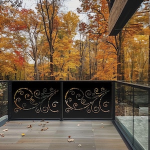 Metal Fence Wall Art, Outdoor Indoor Privacy Metal Panel, Garden Privacy Screen, Aluminum Privacy Screen with Curly Vines