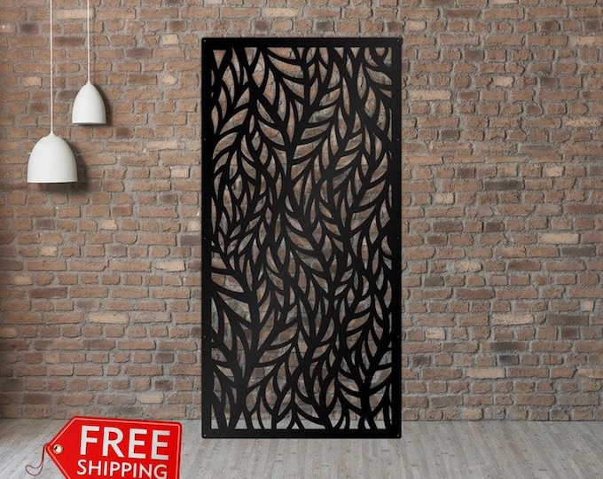 Metal Wall Art Panel, Nature Silhouette, Modern Garden Screen