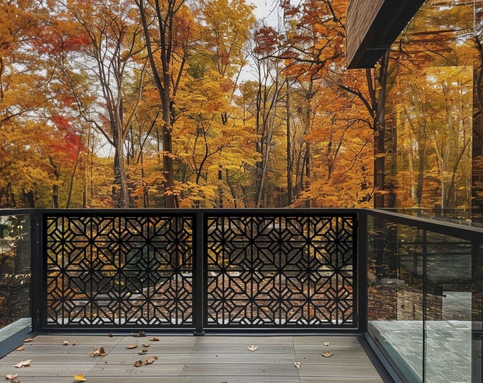Laser Cut Aluminum Privacy Screen, Geometric Fence Topper, Modern Wall Art