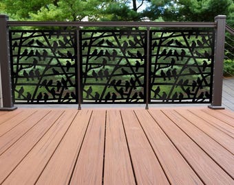 Birds Design Metal Privacy Screen, Decorative Fence Panel, Garden Trellis, Wall Art, Outdoor Room Divider, Custom Design