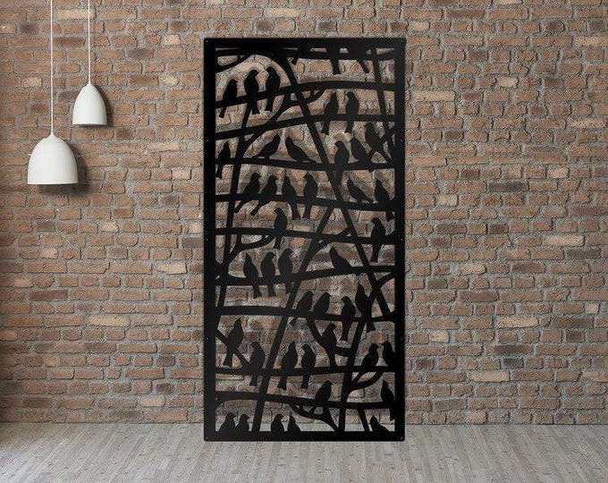 Birds Design Metal Privacy Screen, Aluminum Garden Trellis Panel