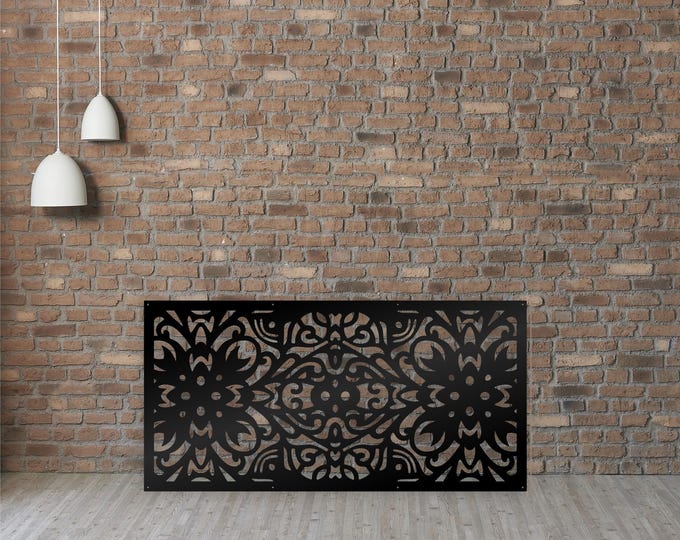 Customizable metal garden screen, decorative aluminum art panel, modern outdoor fence extension insert