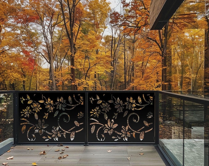 Indoor Stair Railing, Balcony Insert, Staircase Design, Aluminum Railing Panel, Fence Panels,  Flower privacy panel modern, Mothers Day