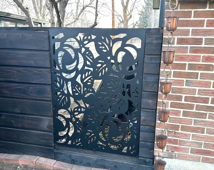 Floral Metal Garden Sculpture: Aluminum Wall Art Panel, Outdoor Decor