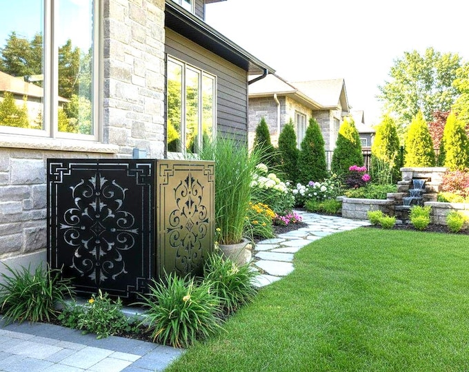 Air Conditioner Enclosure Outdoor, Decorative Laser Cut Aluminum AC Unit Screen, HVAC Privacy Screen, Pool Equipment Hide