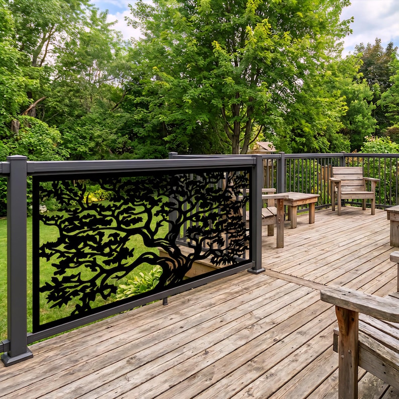 Tree Railing Metal Panel Decorative Metal Tree Silhouette Panel, Laser Cut Railing Insert - Etsy