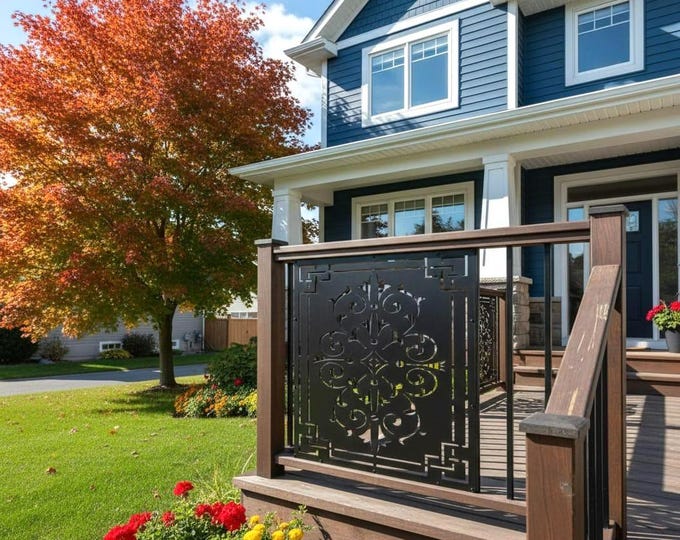 Metal Garden Screen, Laser Cut Privacy Panel, Patio Art