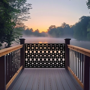 Kaleidoscope Pattern Pool Privacy Screen, Geometric Aluminum Panel for Modern Outdoor Spaces