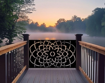 Lotus Metal Privacy Panel: Indoor Outdoor Garden Fence Art