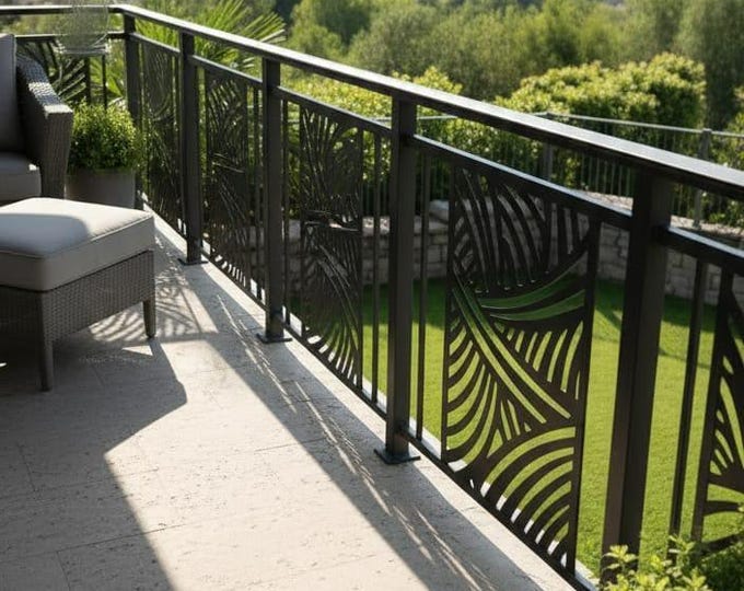 Laser Cut Abstract Fence Topper, Metal Privacy Screen, Garden Divider