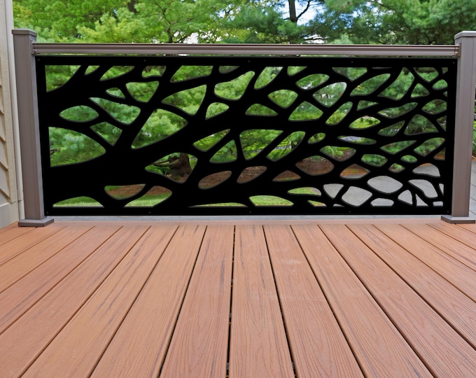 Modern Aluminum Privacy Screen, Tree Design, Outdoor Fence Panel