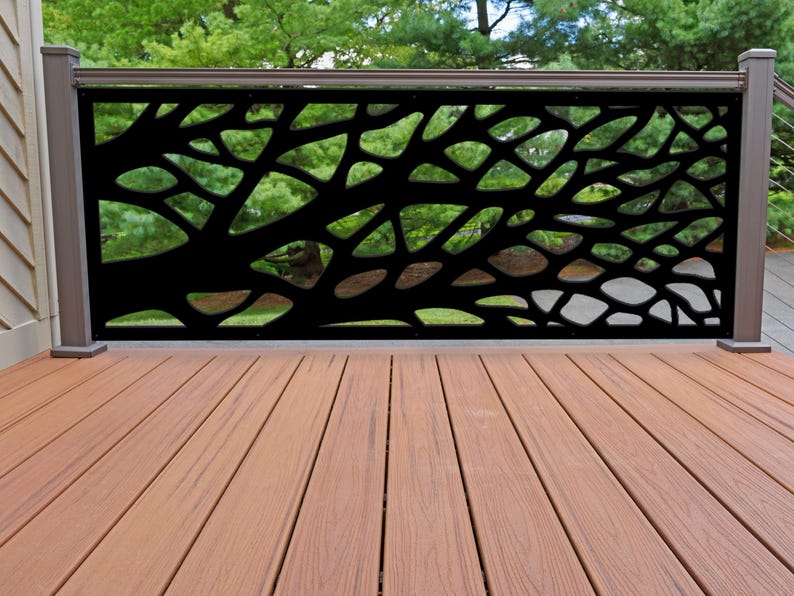 Modern Aluminum Privacy Screen, Tree Design, Outdoor Fence Panel - Etsy