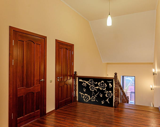 Sakura Flower Aluminum Privacy Screen, Modern Metal Garden Art Panel