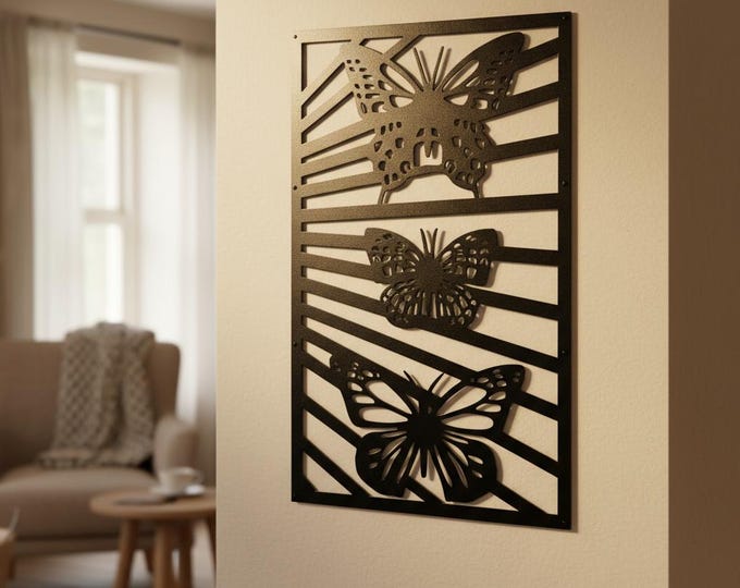 Aluminum Butterfly Privacy Screen, Modern Garden Art