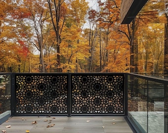 Floral Laser Cut Metal Privacy Screen, Garden Fence Panel, Balcony Railing Insert