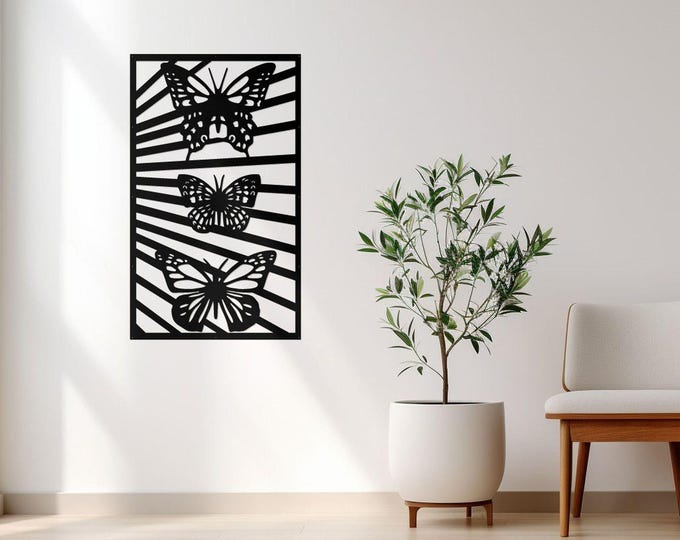 Butterfly Panel Metal Privacy Screen Decorative Panel Outdoor Garden Fence, Butterfly Wall Art Framed, Famous Butterfly Artwork
