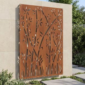 Outdoor Metal Wall Art Panel, Laser Cut Decorative Fence Insert, Patio Privacy Screen