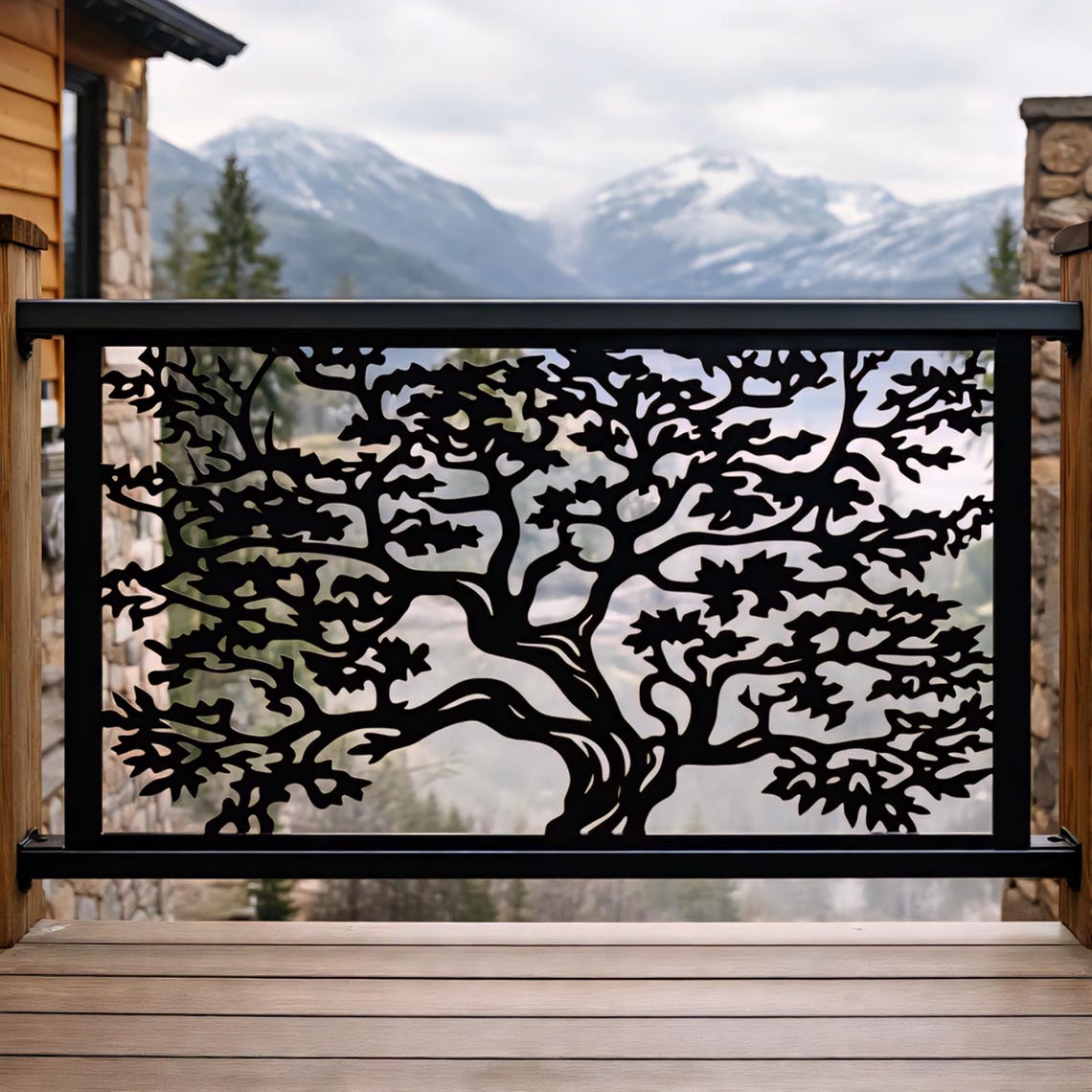 Decorative Metal Tree Silhouette Panel, Laser Cut Railing Insert - Etsy
