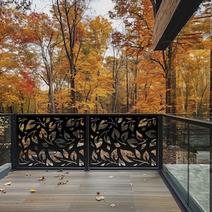 Spring Leaves Metal Privacy Screen: Laser Cut Fence Wall Art