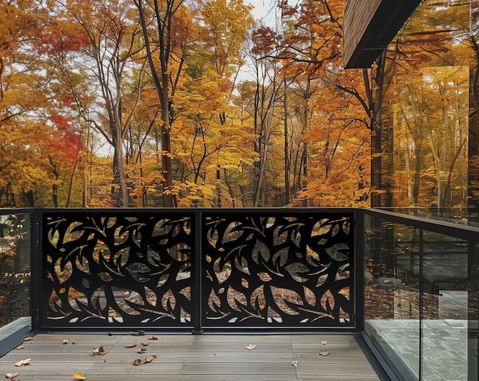 Spring leaves panel, Decorative Laser Cut Metal Privacy Screen, Metal Fence Wall Art, Outdoor Indoor Privacy Metal Panel, Custom Metal